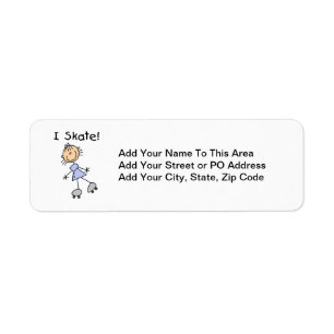 I Skate Girl Roller Skater Return Address Label