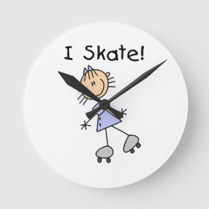 I Skate - Girl Roller Skater Round Clock