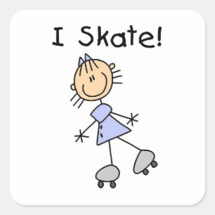 I Skate Girl Roller Skater Square Sticker