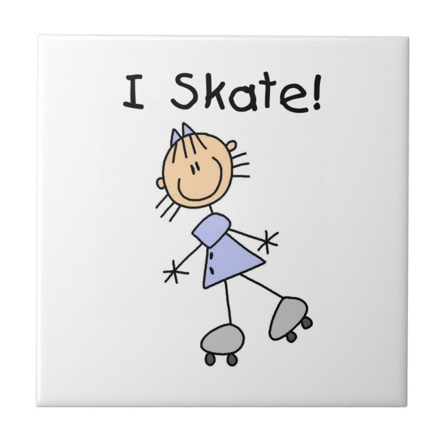 I Skate - Girl Roller Skater Tile (Front)