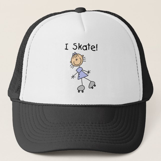 I Skate - Girl Roller Skater Trucker Hat (Front)