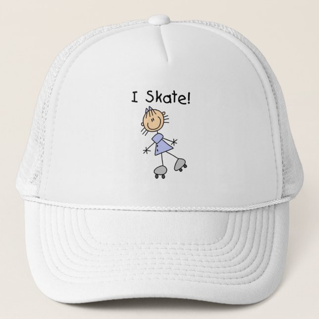 I Skate - Girl Roller Skater Trucker Hat (Front)