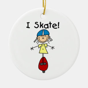 I Skate Skateboarding Girl Ceramic Ornament