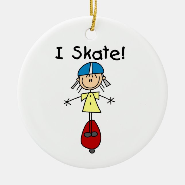 I Skate Skateboarding Girl Ceramic Ornament (Front)