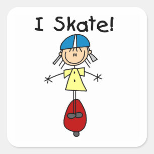 I Skate Skateboarding Girl Square Sticker