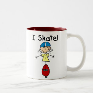 I Skate Skateboarding Girl Two-Tone Coffee Mug