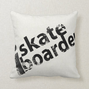 i Skateboard Pillow Black And White Throw