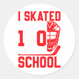 I Skated Through 100 Days Of School Ice Hockey 100 Classic Round Sticker