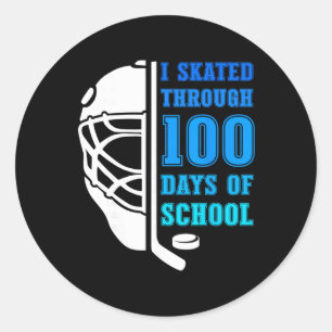 I Skated Through 100 Days Of School Ice Hockey Boy Classic Round Sticker