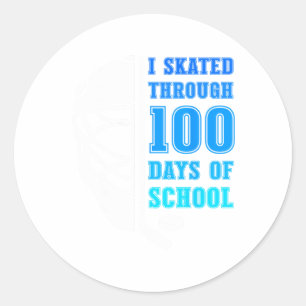 I Skated Through 100 Days Of School Ice Hockey Boy Classic Round Sticker