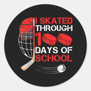 I Skated Through 100 Days Of School Ice Hockey Fan Classic Round Sticker