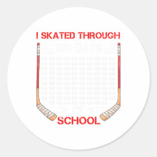 I Skated Through 100 Days Of School Ice Hockey Fan Classic Round Sticker