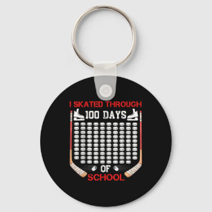 I Skated Through 100 Days Of School Ice Hockey Fan Key Ring