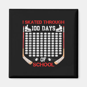 I Skated Through 100 Days Of School Ice Hockey Fan Magnet