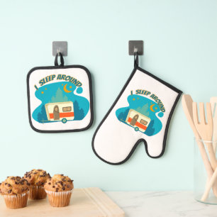 I Sleep Around Camper Van Camping Explorer Nature Oven Mitt & Pot Holder Set