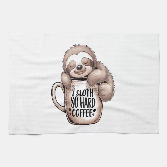I Sloth Without Coffee Tea Towel (Horizontal)