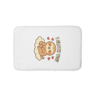 I Sloth You - Cute Kawaii Sloth Love Pun Design Cl Bath Mat