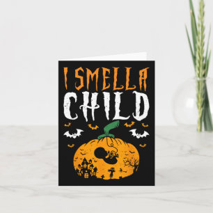 I Smell A Child Halloween Pumpkin Pregnancy Announ Card