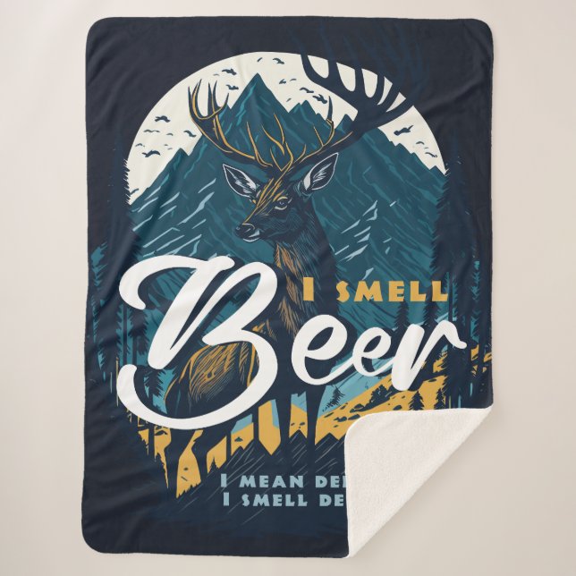 I smell beer deer in the mountain lanscape  sherpa blanket (Front)
