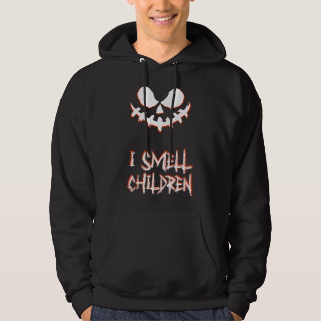 I Smell Children Scary Adult Halloween Pumpkin Fac Hoodie (Front)