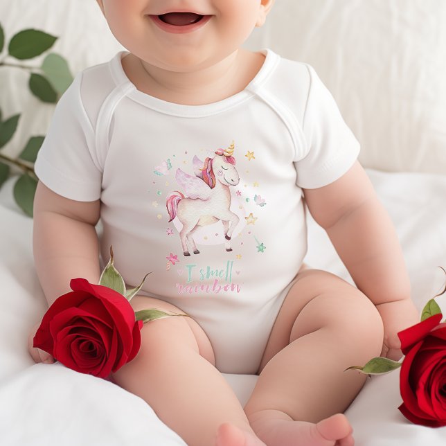 I Smell Rainbow Fairytale Unicorn Girl Baby Bodysuit (I Smell Rainbow Fairytale Unicorn Girl Baby Bodysuit)