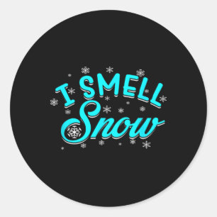 I Smell Snow Winter Skiing Snowboarding  Classic Round Sticker