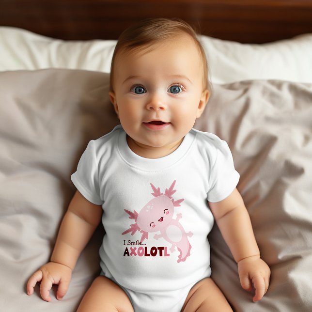 I Smile A Lot Personalised Kawaii Axolotl Baby Bodysuit (Let your little Axolotl style up with this full of “ em-ocean” baby body suit. )