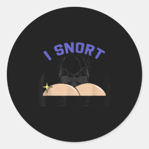 I Snort Crack Skeleton Funny Skull Butt Soky Hallo Classic Round Sticker