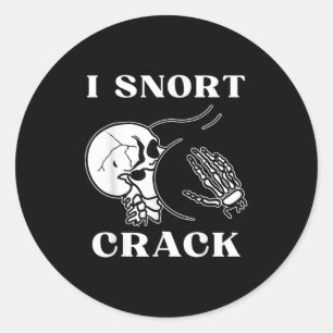 I Snort Crack Skeleton Skull Butt Funny Soky Hallo Classic Round Sticker