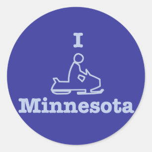 I Snowmobile Minnesota Classic Round Sticker