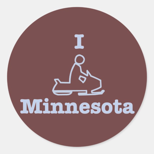 I Snowmobile Minnesota Classic Round Sticker (Front)