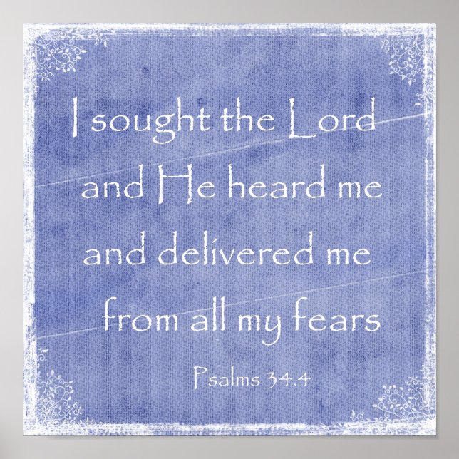 I sought the Lord, He heard me Bible Verse Poster (Front)