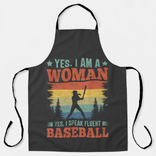 I Speak Fluent Baseball Female Player Fan Apron