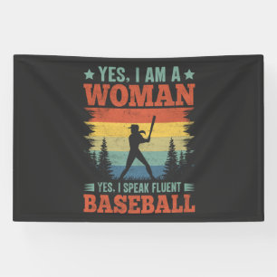 I Speak Fluent Baseball Female Player Fan Banner