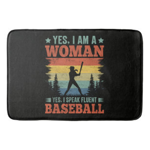 I Speak Fluent Baseball Female Player Fan Bath Mat