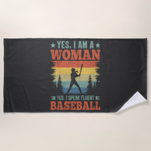I Speak Fluent Baseball Female Player Fan Beach Towel