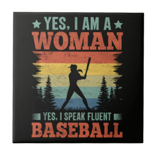I Speak Fluent Baseball Female Player Fan Ceramic Tile