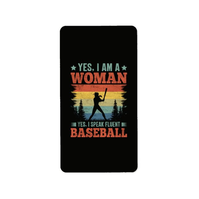 I Speak Fluent Baseball Female Player Fan Label (Front)