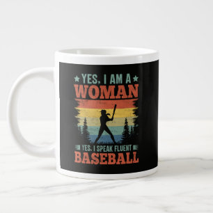 I Speak Fluent Baseball Female Player Fan Large Coffee Mug