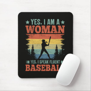 I Speak Fluent Baseball Female Player Fan Mouse Pad