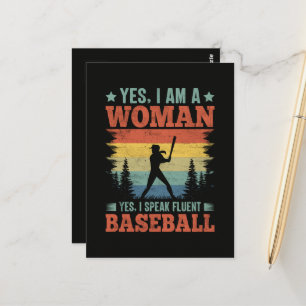 I Speak Fluent Baseball Female Player Fan Postcard