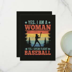 I Speak Fluent Baseball Female Player Fan Thank You Card