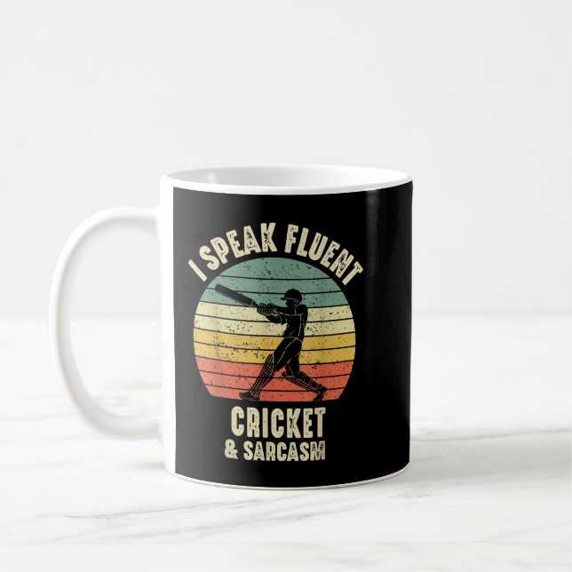 I Speak Fluent Cricket And Sarcasm Saying Retro Vi Coffee Mug (Left)