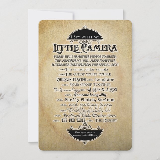 I Spy Camera Typographic Photo Family Reunion Game Invitation (Front)