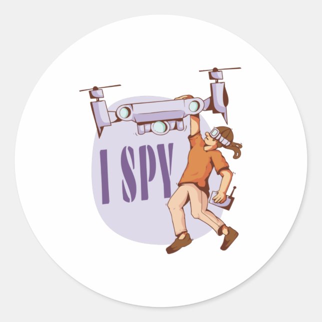 I Spy For Drone Pilots and Drone Kids Classic Round Sticker (Front)