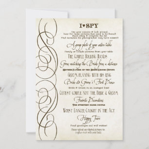 I Spy Heart Typographic Photo Reception Game Cards