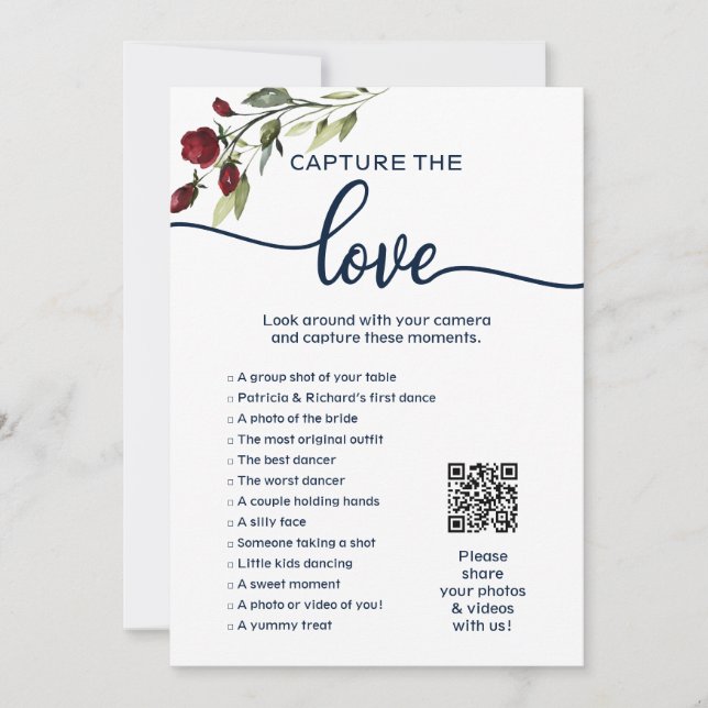 I Spy Wedding Game Capture The Love Photo Hunt QR Invitation (Front)