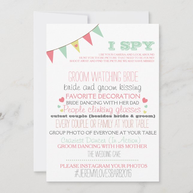 I Spy Wedding Game Invitation (Front)