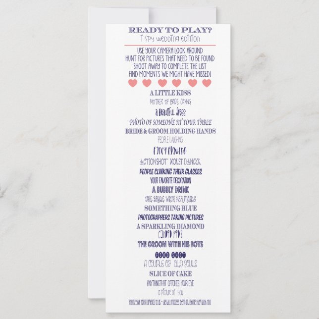 I Spy Wedding Picutres Edition Invitation (Front)