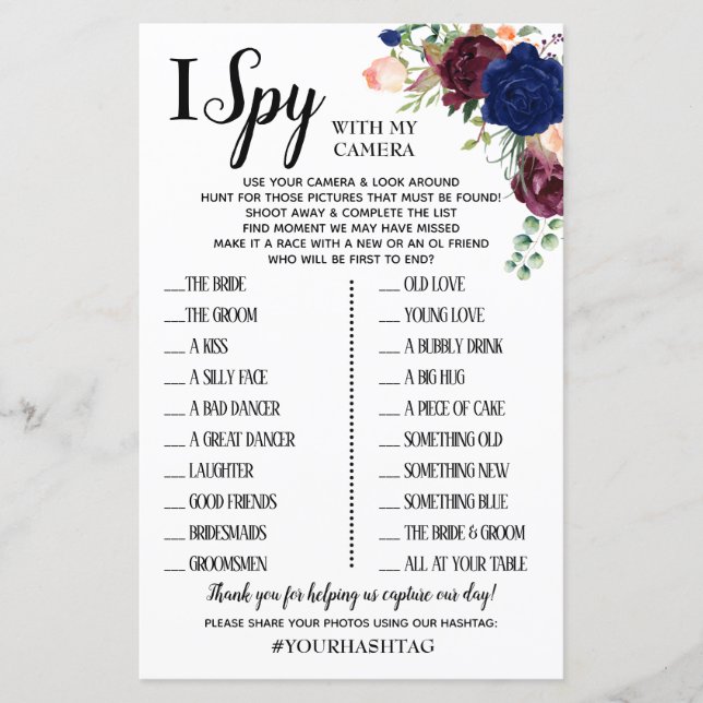 I Spy wedding reception game english spanish (Front)